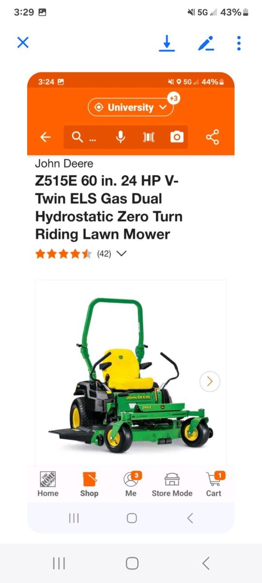 Zero Turn Mower 60 Inch John Deer