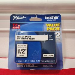 Brother TZe2312PK Laminated Black Print On White Tape 2-Pack