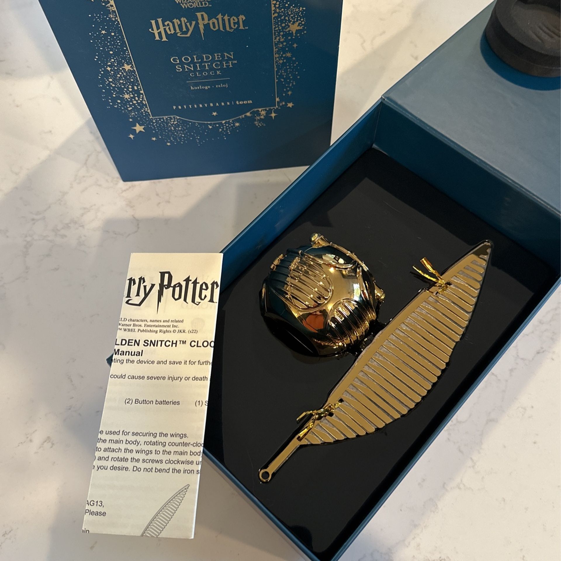 New Pottery 2024 Barn HARRY POTTER Golden Snitch Clock