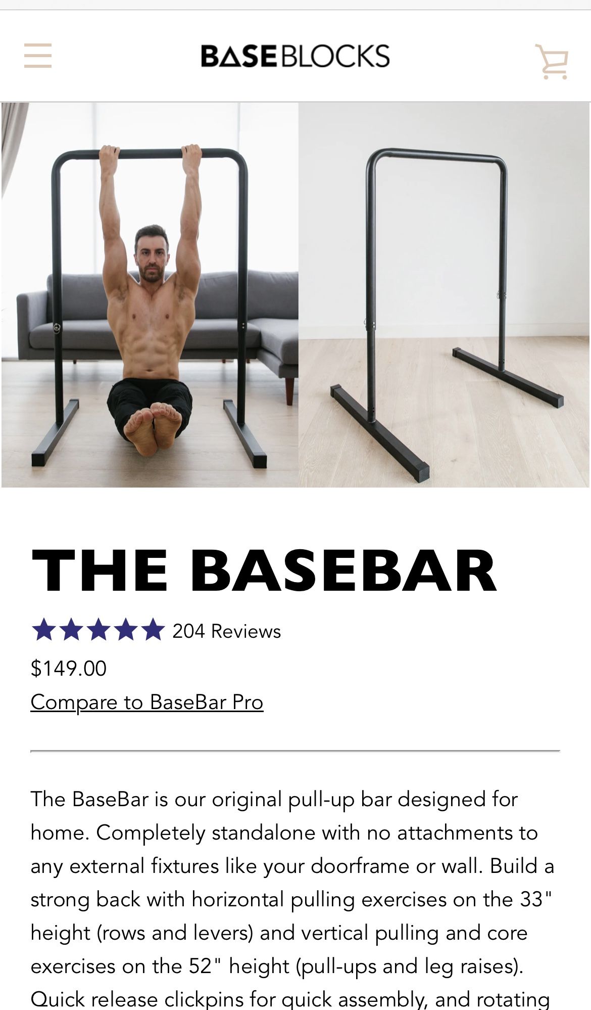 Baseblocks pull up bar hotsell