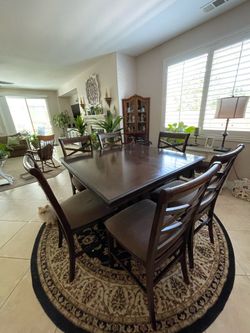 6 chair dark brown dining table