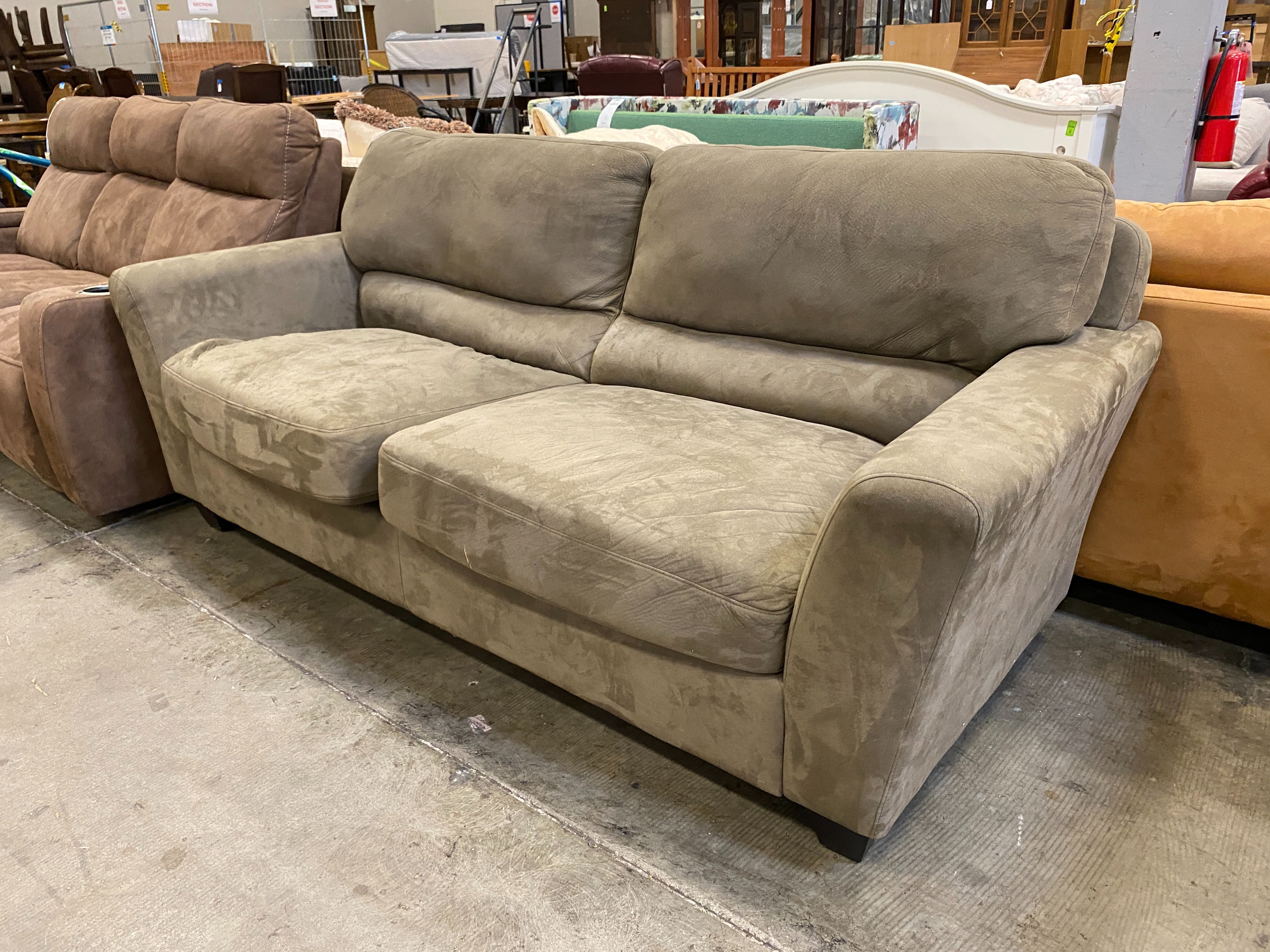 Olive Green Angled Arm Loveseat XL
