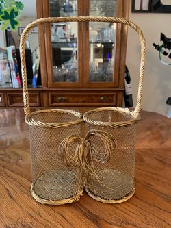 Gold Colored 2 Bottle Wine Display and or Tote