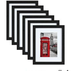 NEW - 11"x14" Picture Frames Set of 6, Black Woodgrain 