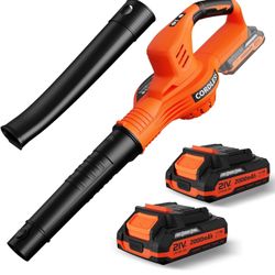 Leaf Blower Cordless - 21V Powerful Electric Leaf Blower with 2 Batteries and Charger, 2 Speed Modes, 2.0Ah Lightweight Battery Powered Leaf Blowers f