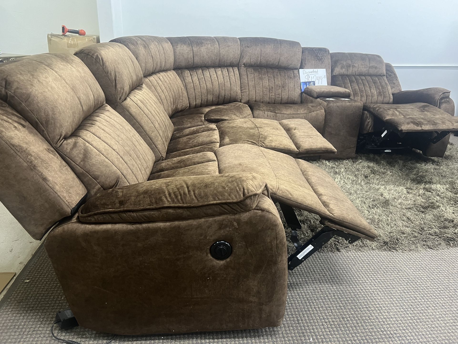 🛋️NEW!! In BOX 📦 Power Recliner BARGAIN 3 Suede Recliner Sectional