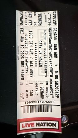 TONIGHT - CONCERT TICKETS: Ozzy VS Halen, San Diego
