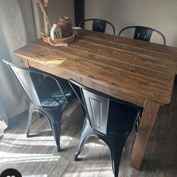 Set Of High 4 Black Farm To Table Metal Chairs For Dining Room Kitchen