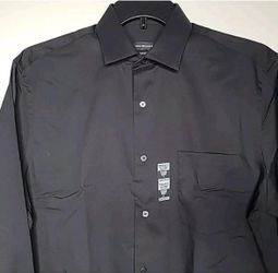 New Van Heusen Black Modern Fit Dress Shirt Men’s Business Casual M neck (16”) Chest 48”