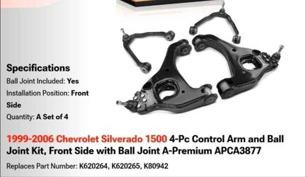 Upper and lower control arms for Silverado 1(contact info removed)-2006 RWD
