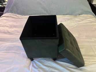 Green storage ottoman
