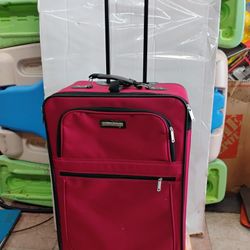 Red travel select luggage with wheels and handles 26" H