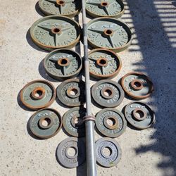 295lb Olympic Gym Weight Set With Gopher Iron Range 7ft 45lb Barbell