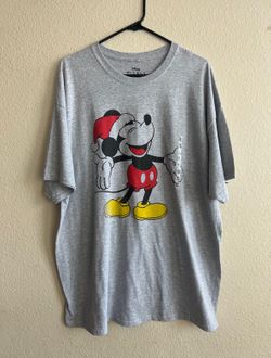 Disney Mickey Mouse Christmas Heather Gray Festive Short Sleeve Shirt NWT sz 2XL