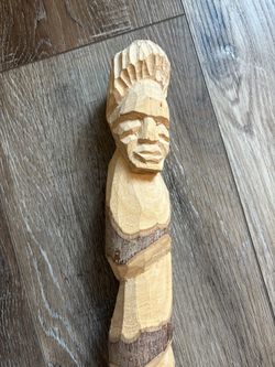 Handmade Walking Stick Carving of two faces