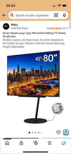 Minimalist Rolling TV Stand, 45-80 inch