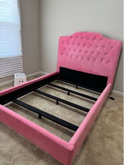 Full size pink velvet bed