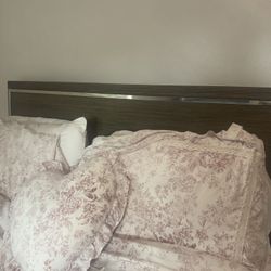 gray wood bed frame - full size 