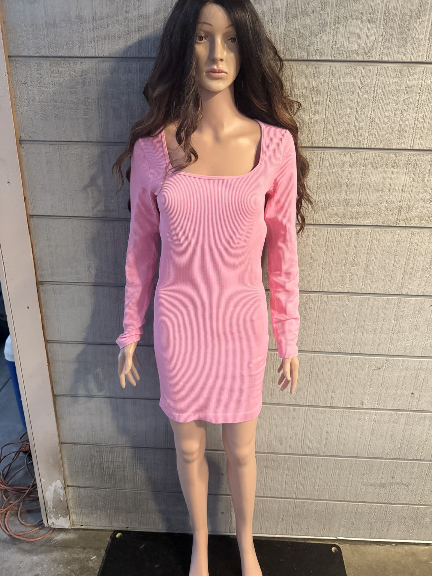 Women’s OQQ Shape Ribbed Mini Square Neck Dress Size XL
