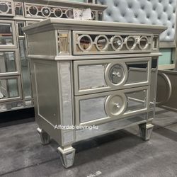 Champagne Mirrored Nightstand W/ USB Plug Brand New In Box 