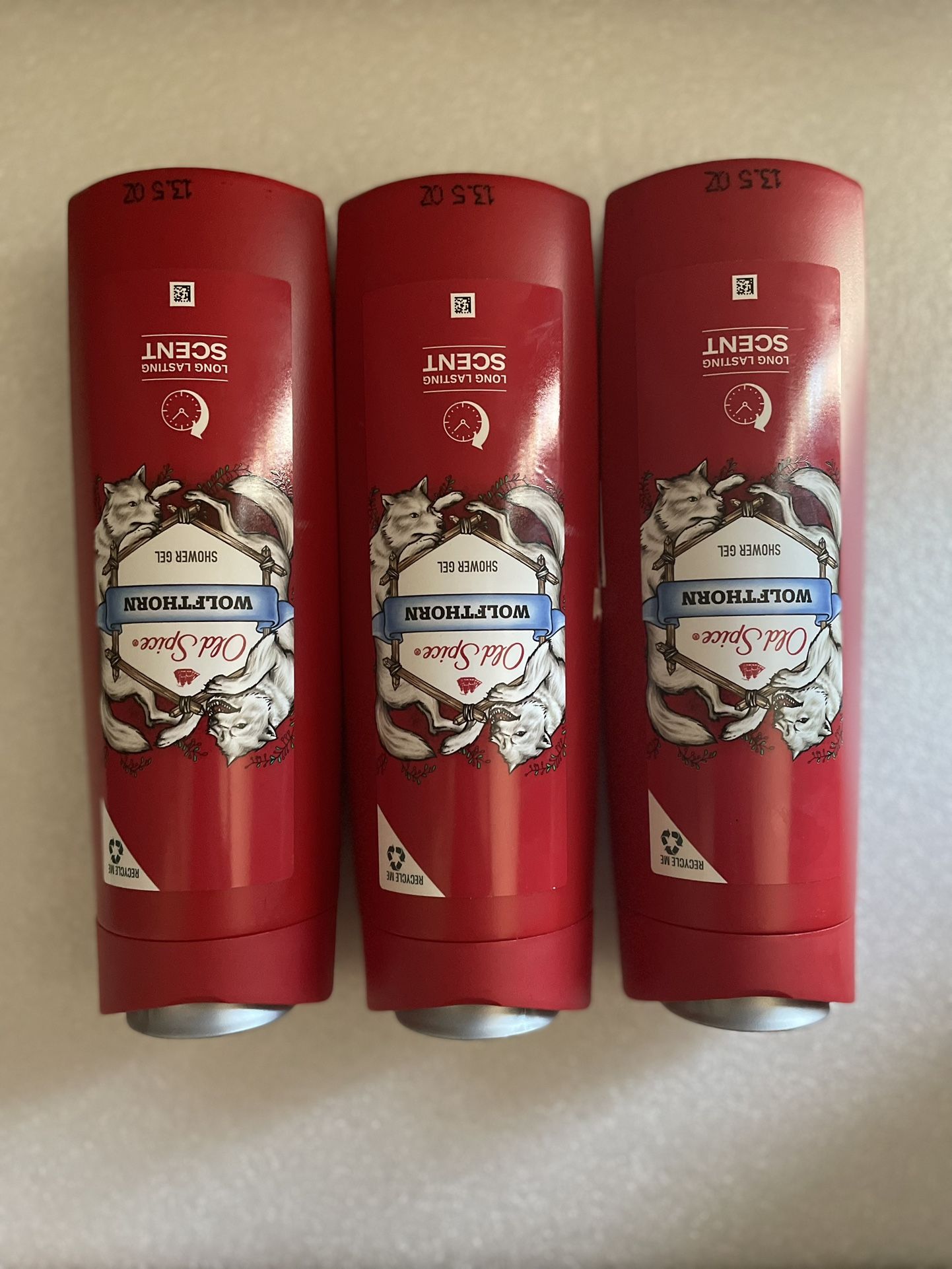 3x Old Spice Wolfthorn Shower Gel  Long Lasting Scent 13.5 Oz NEW