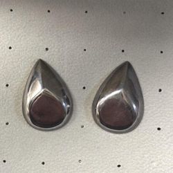 70’s .925 Sterling Silver Large Teardrop Brutalist Statement Stud Earrings Stamped