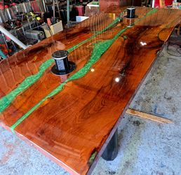 Custom epoxy river table