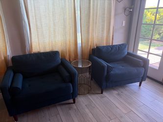 Two Blue Accent Sofa Chairs - 39.8'' Wide