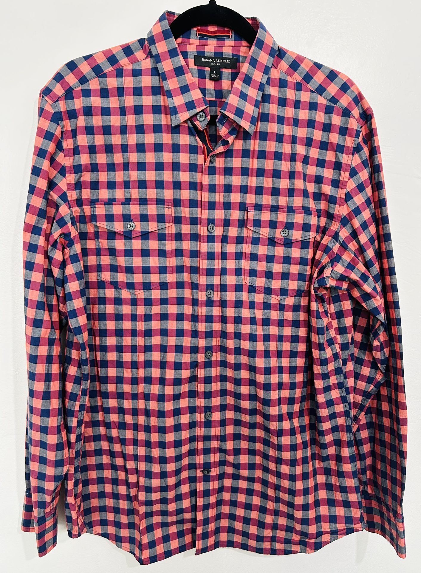Banana Republic Plaid Slim Fit Men’s Shirt Size L