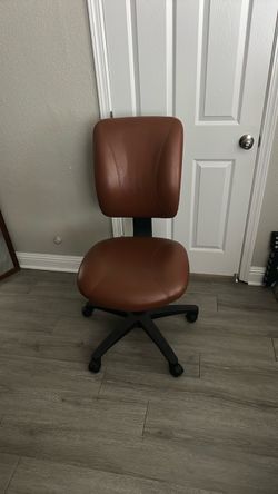 Brown Leather Office Chair with Wheels