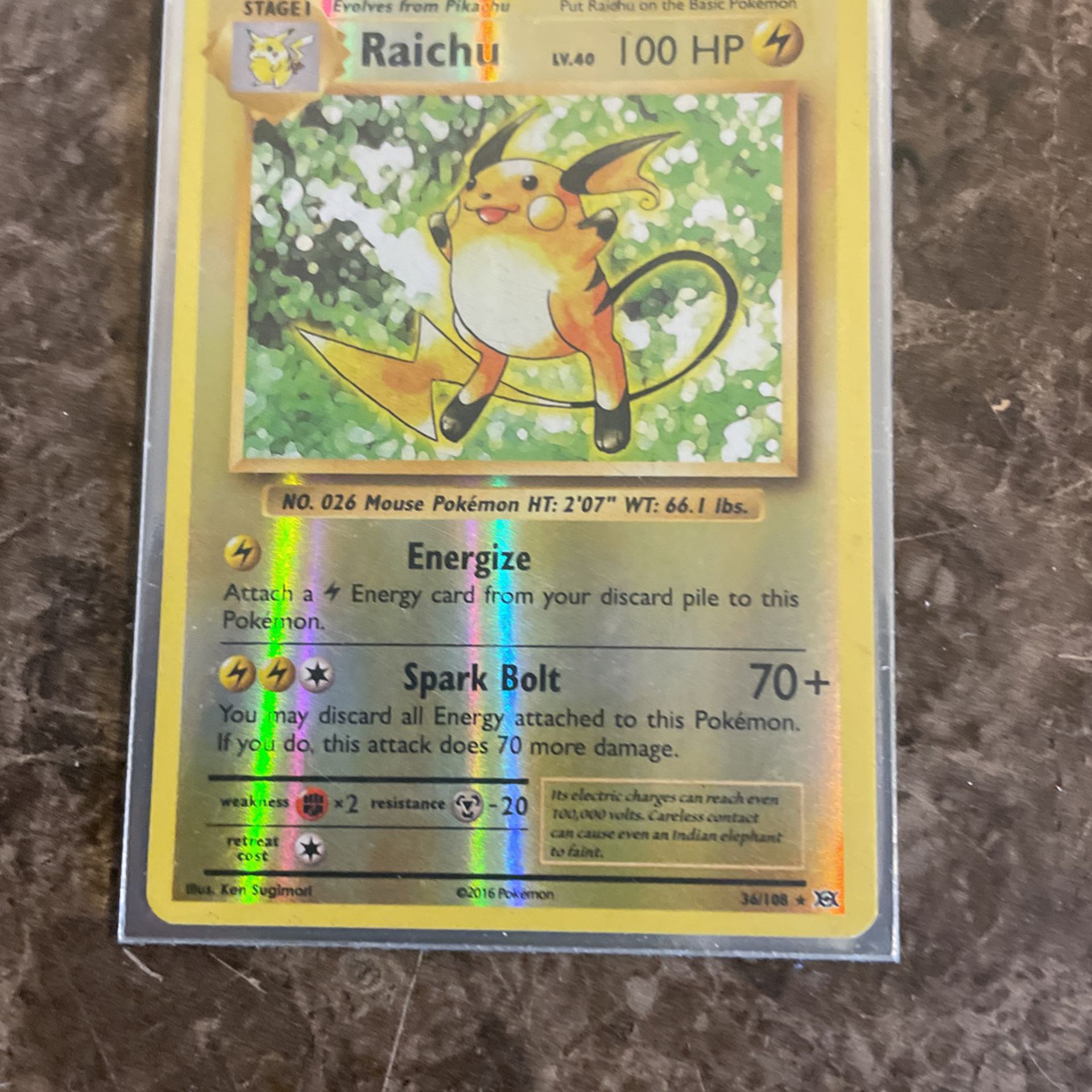 Raichu Pokémon Card Holographic Rare