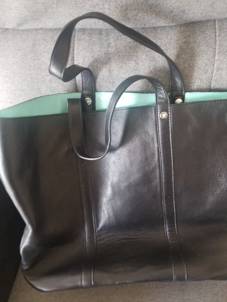 Tiffany black leather tote bag