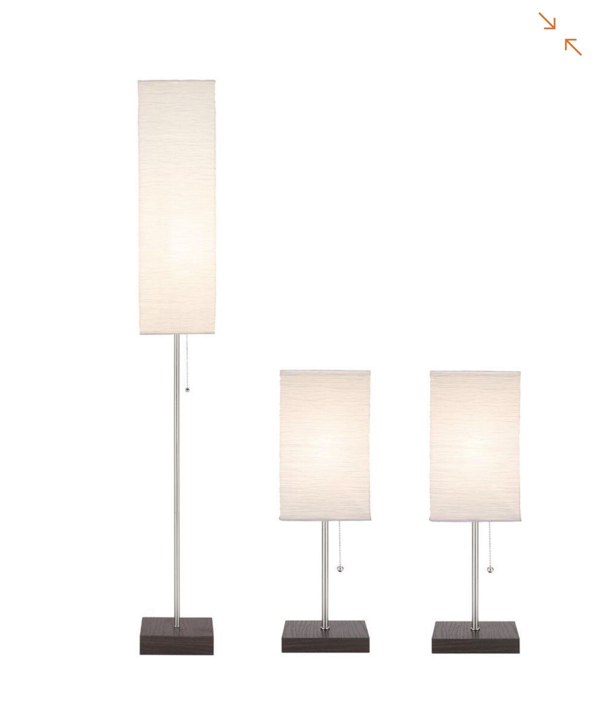 Hampton Bay 60 in. Floor and 19 in. Table Lamps with Paper Shade Combo Set (3-Pack)- NEW IN BOX