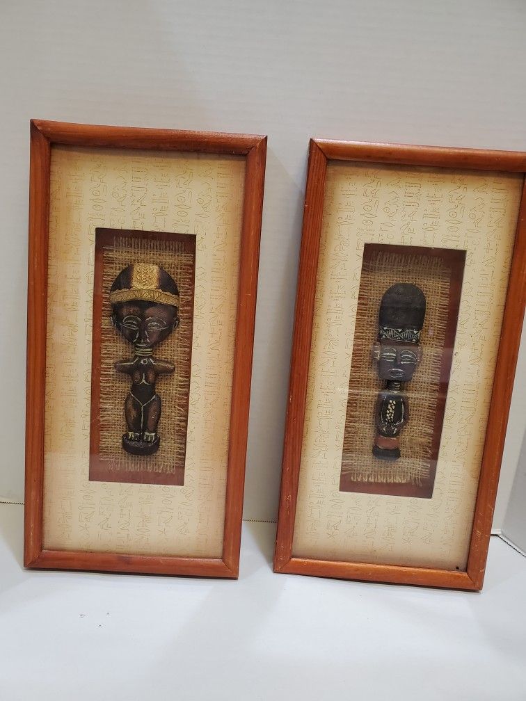 African Wall Art. Framed Shadow Box.