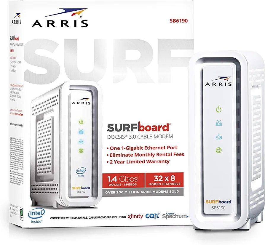 ARRIS SURFboard SB6190 DOCSIS 3.0 Cable Modem, Approved for Spectrum, Xfinity & others