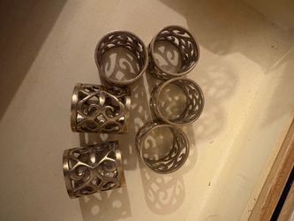 Vintage Brass Filigree Napkin Rings (Set of 6)
