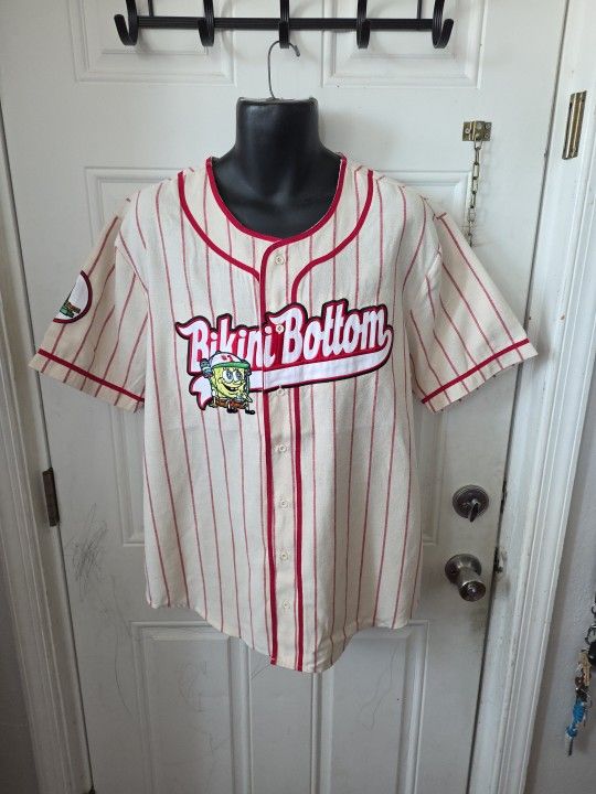 Spongebob Squarepants Bikini Bottom Striped Baseball Jersey 2X NWT (M2)