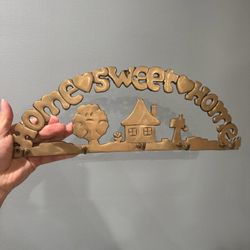 Vintage Brass Key Holder Hook Home Sweet Home Tropical Beach Lake Decor