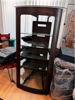 Wood and glass media cabinet