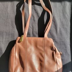 Vtg Genuine Leather Nine West Shoulder Bag/Purse Brown 90s