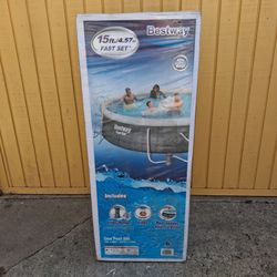 Bestway Fast Set 15’ x 42” Round Inflatable Pool Set
