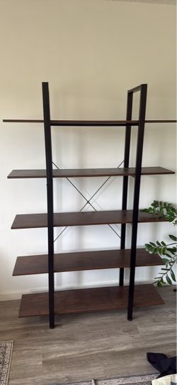 72” Industrial Bookcase | 5 Shelves | Rustic Brown & Black