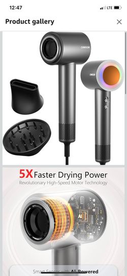 Hair Dryer, 160000 RPM Professional High-Speed Blow Dryer 2 Billion Negative Ionic Care Hair Dryer (Black Gray) ( please follow my page all brand new 