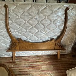 Vintage oak Dresser mirror and Hanging bracket.  (Broken)