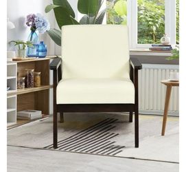 Beige High Quality Wood Frame Upholstered Accent Arm Chair