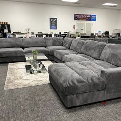 Huge Gray Sofa Sectional Set W/ Chaise / $10 Easy Down Payment Options
