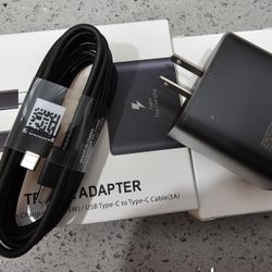 45W Fast Charger USB type-C to Type-C 6 foot cable for Samsung Galaxy S23 S22 S21+ A20 and more

