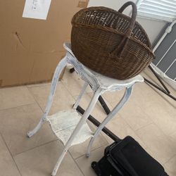 Antique Table And Basket  