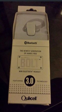 NEW WHITE QUICKCELL BOLT MINI BLUETOOTH HEADSET For SALE