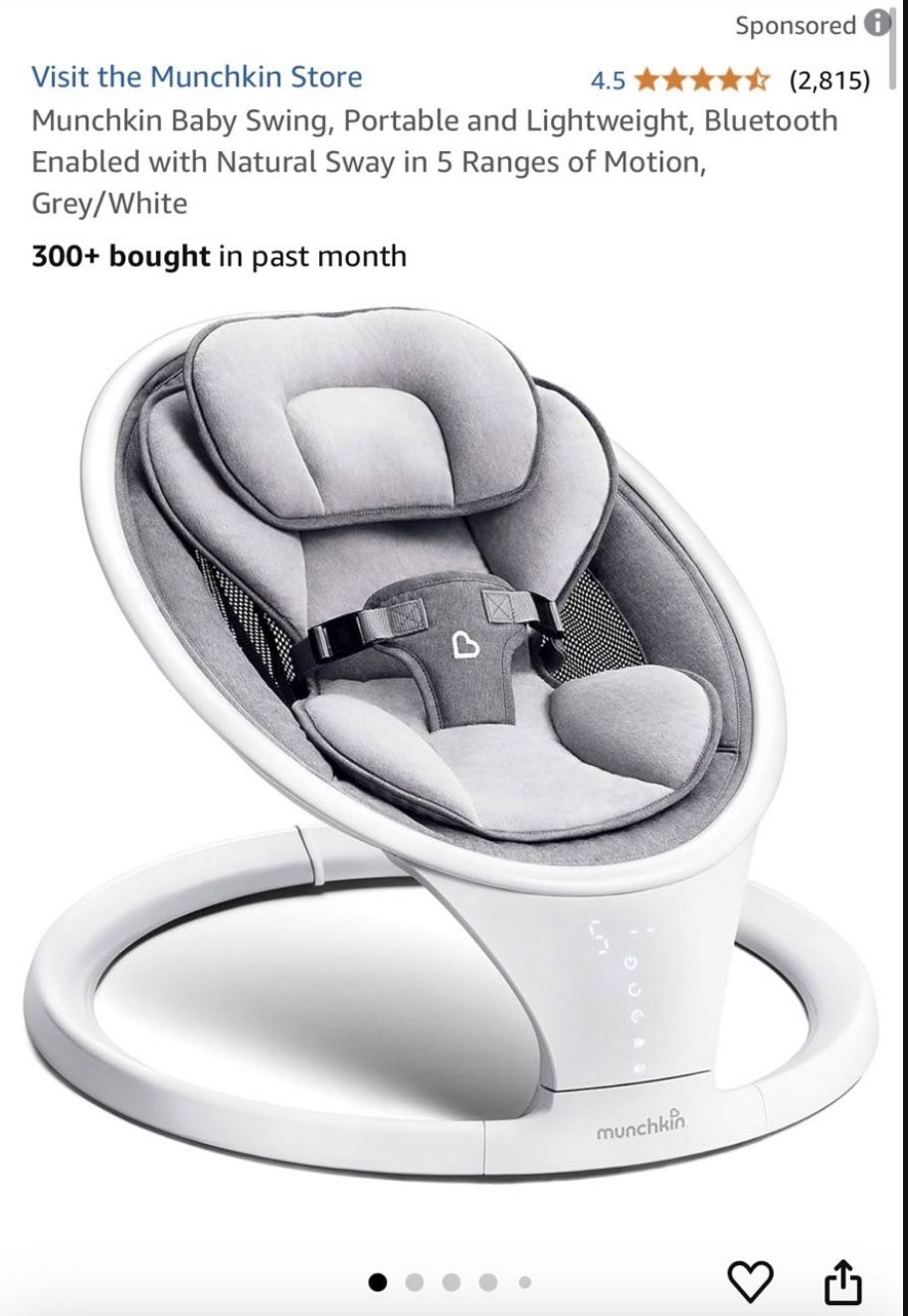 (new)(negotiable) Munchkin Baby Swing, Portable and Lightweight, Bluetooth